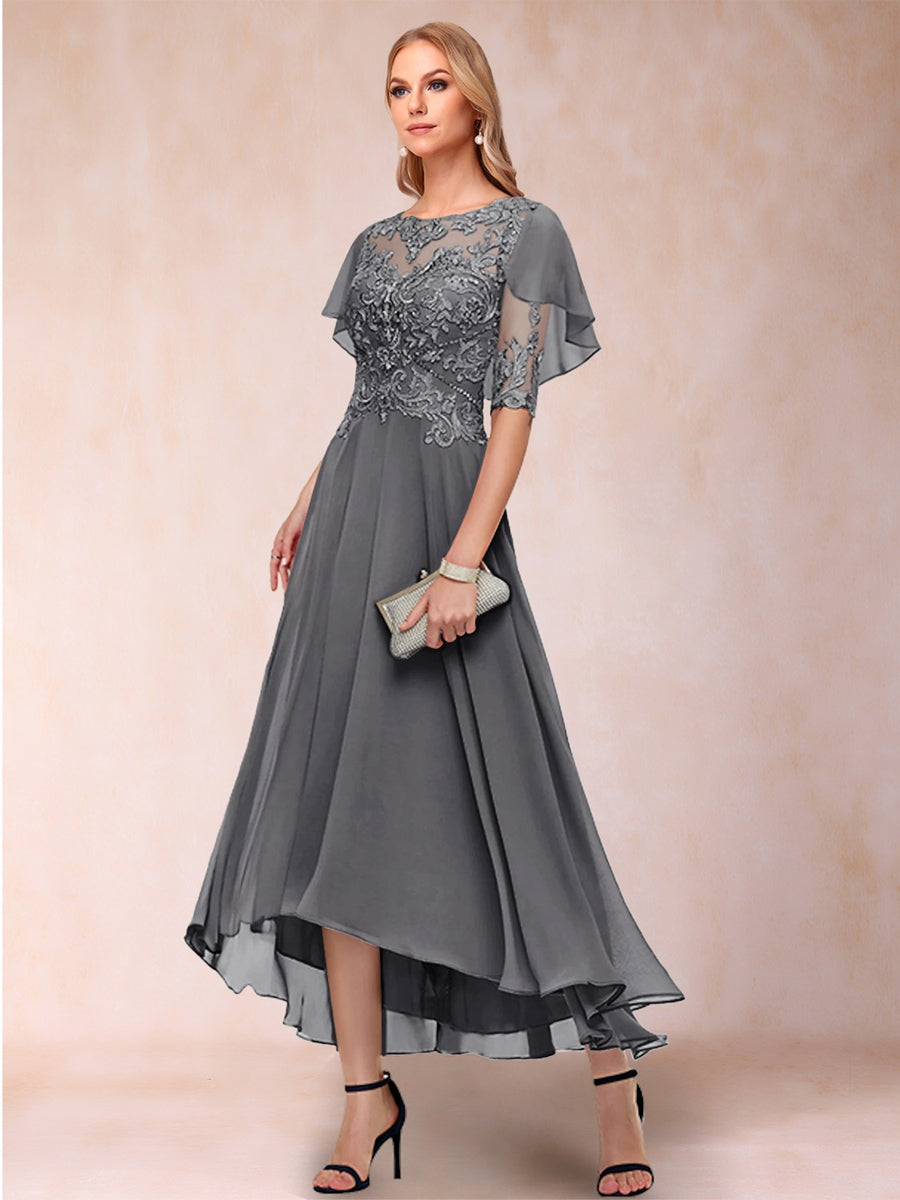 Tivoli Steel Grey fabric detail wedding guest dress