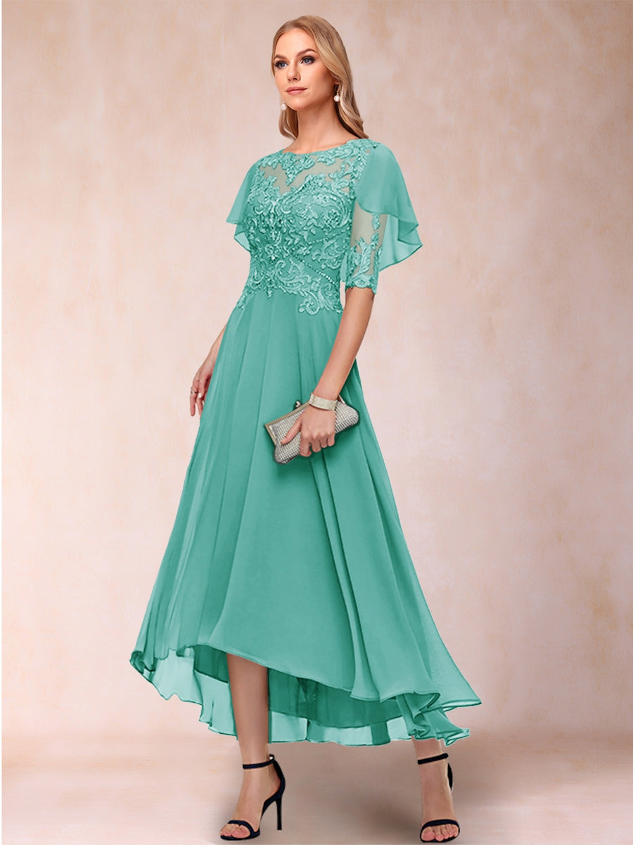 Brielle Mae Pool Blue back view mother of the bride dress