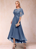Tivoli Steel Blue front view wedding guest dress