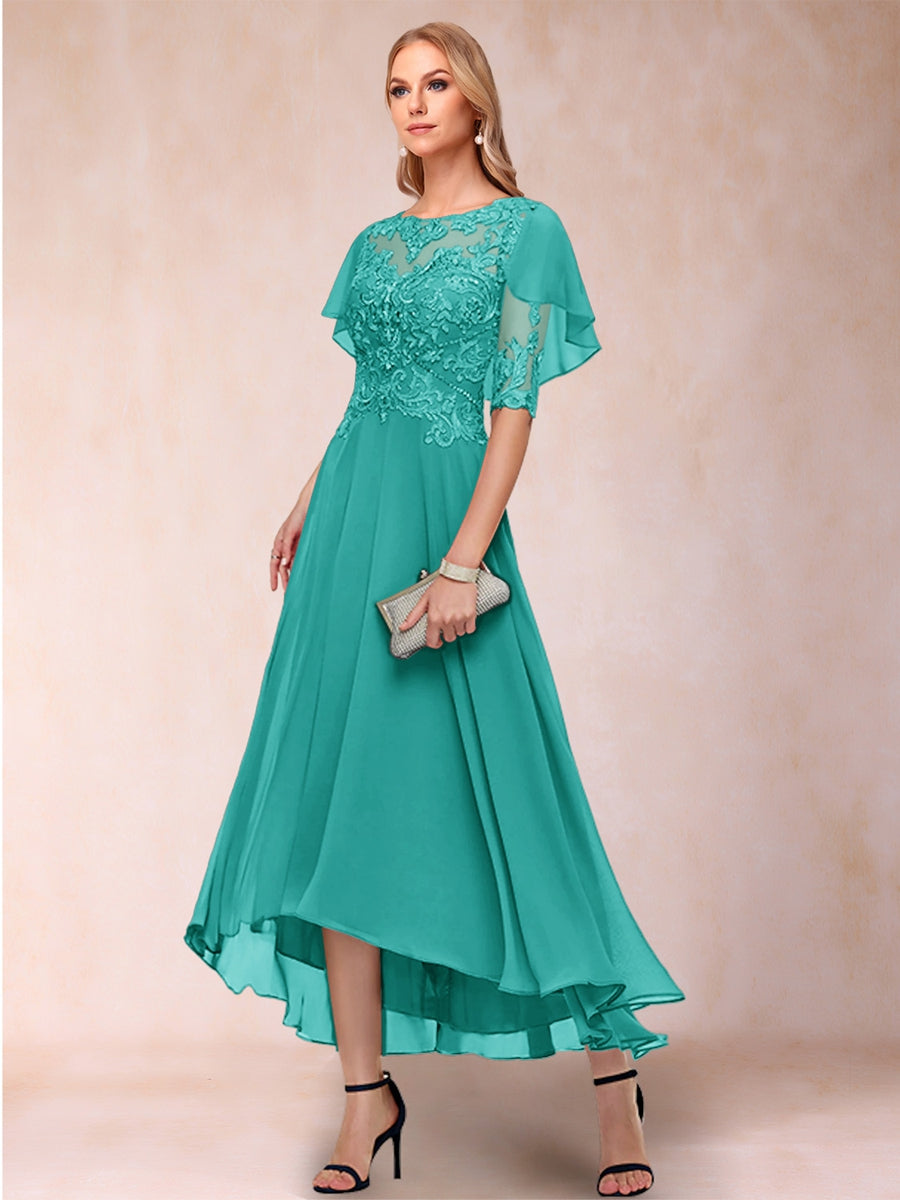 Brielle Mae Turquoise back view mother of the bride dress