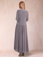 Gia Mae Steel Blue back view mother of the bride dress