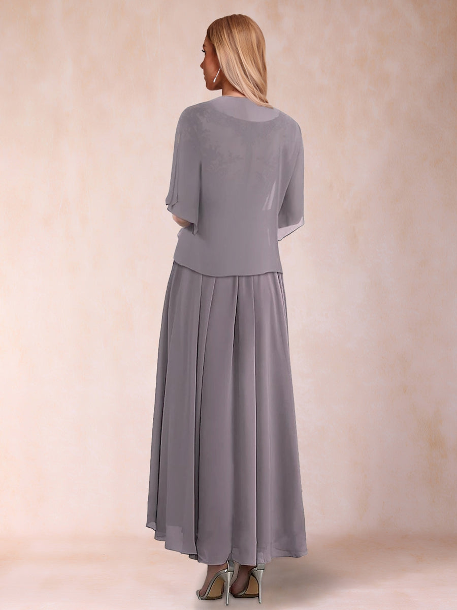 Gia Mae Steel Blue back view mother of the bride dress