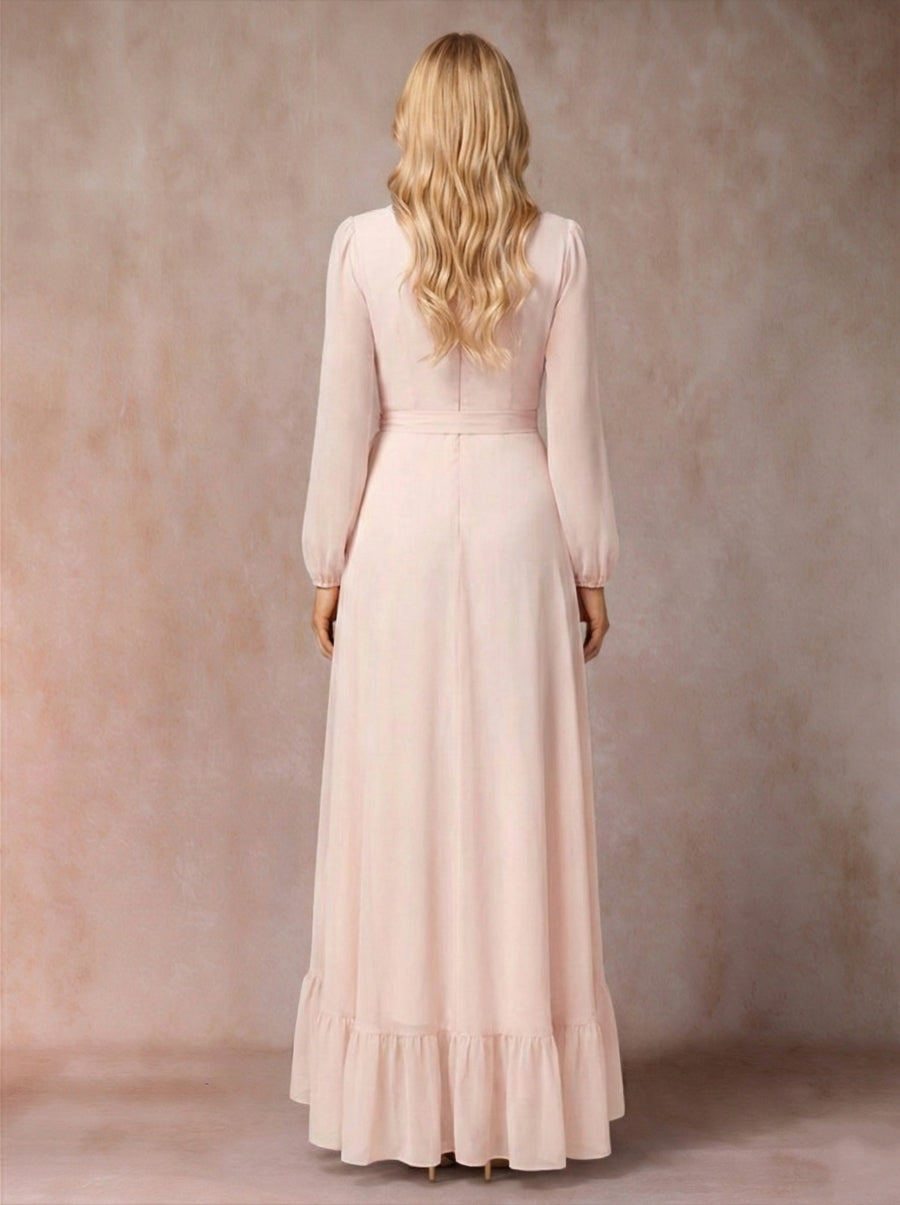 Rhoswen Blush back view wedding guest dress
