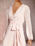 Rhoswen Blush side view wedding guest dress