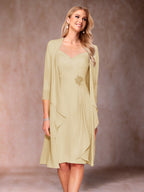 Eulalia Noor Champagne front view mother of the bride dress