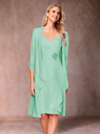 Eulalia Noor Mint Green front view mother of the bride dress