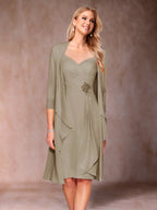 Eulalia Noor Taupe front view mother of the bride dress