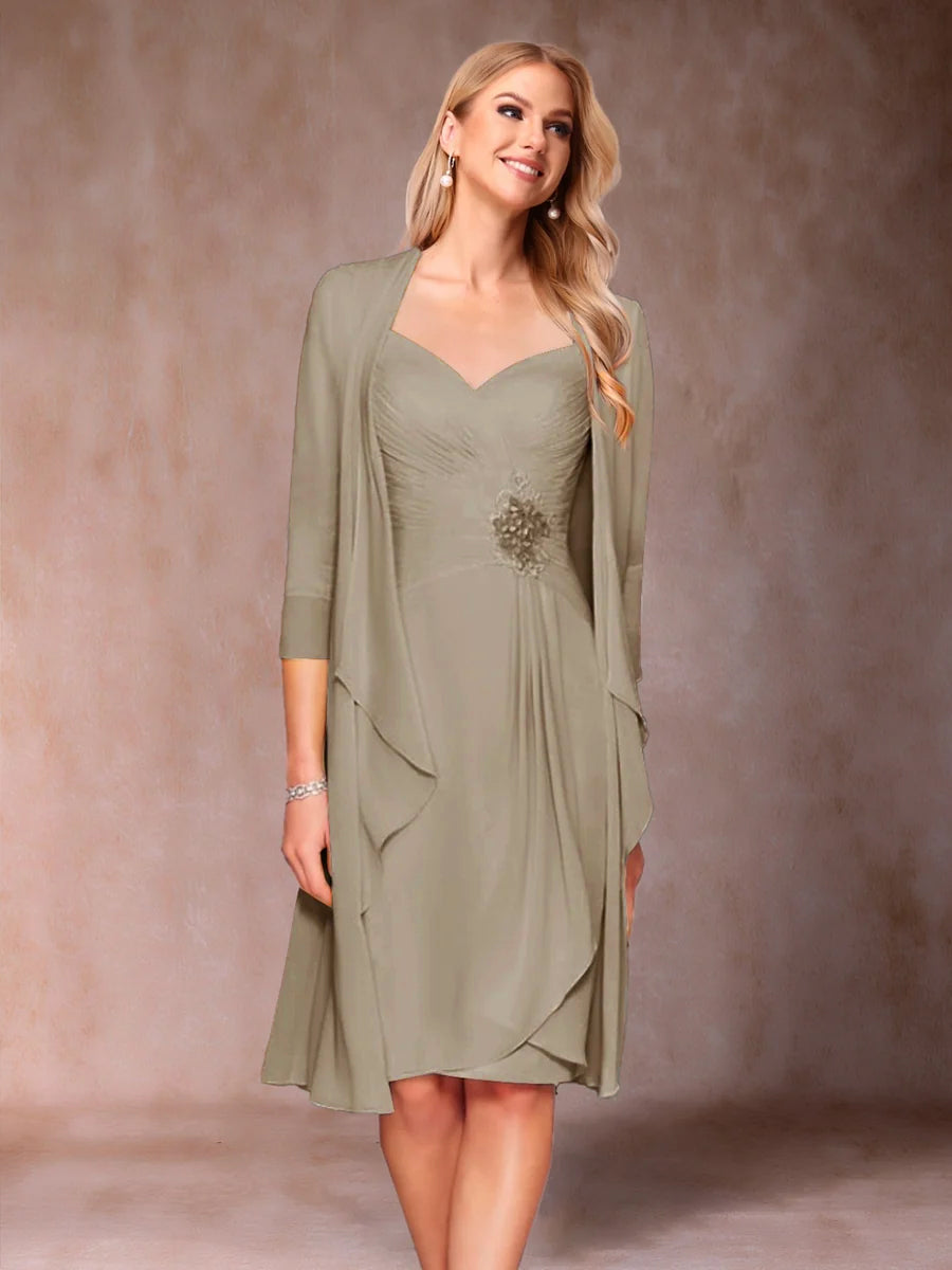 Eulalia Noor Taupe front view mother of the bride dress
