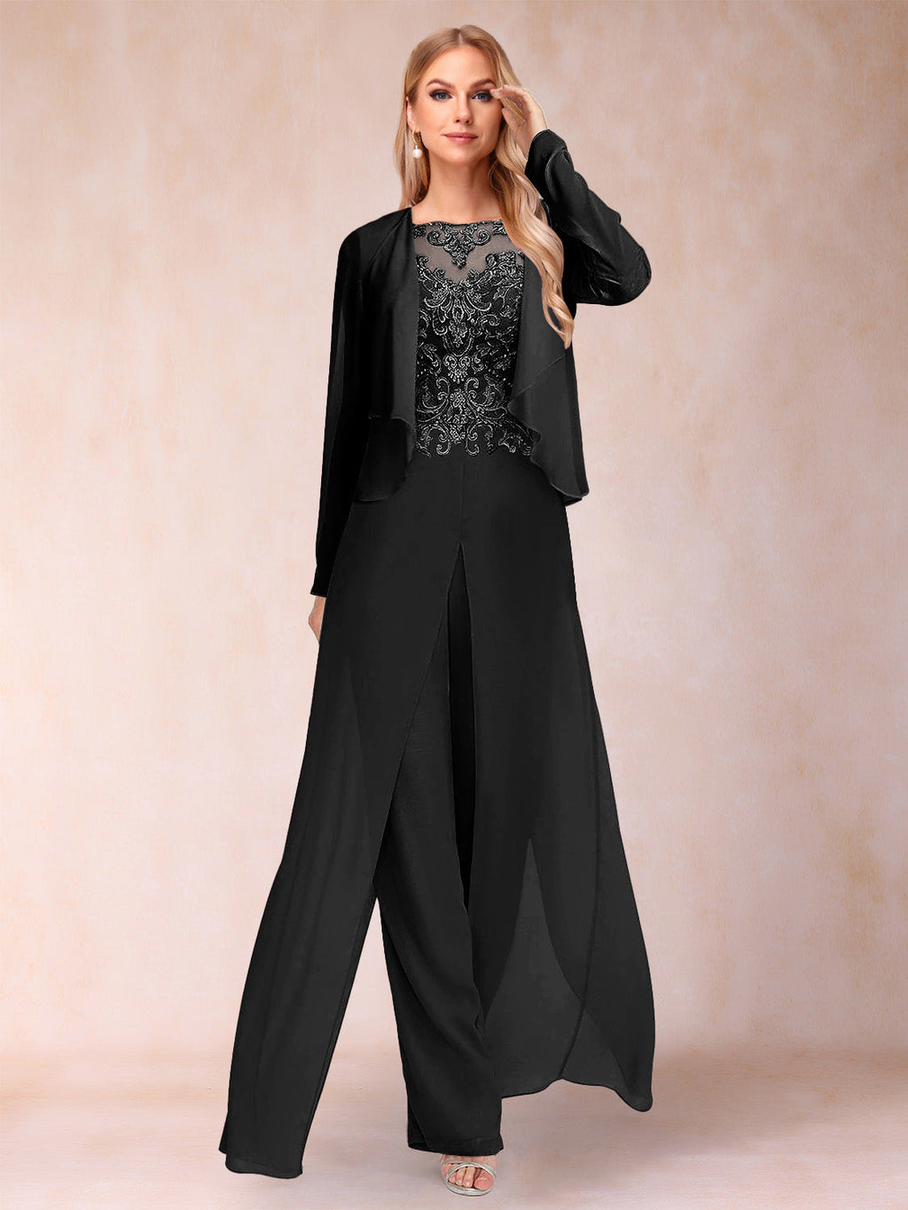 Urielle Black front view wedding guest dress