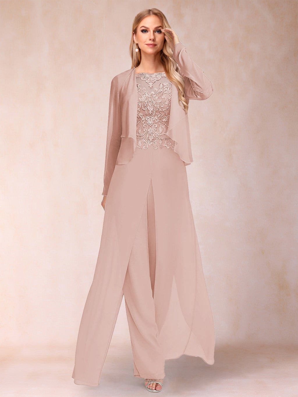 Urielle Blush front view wedding guest dress