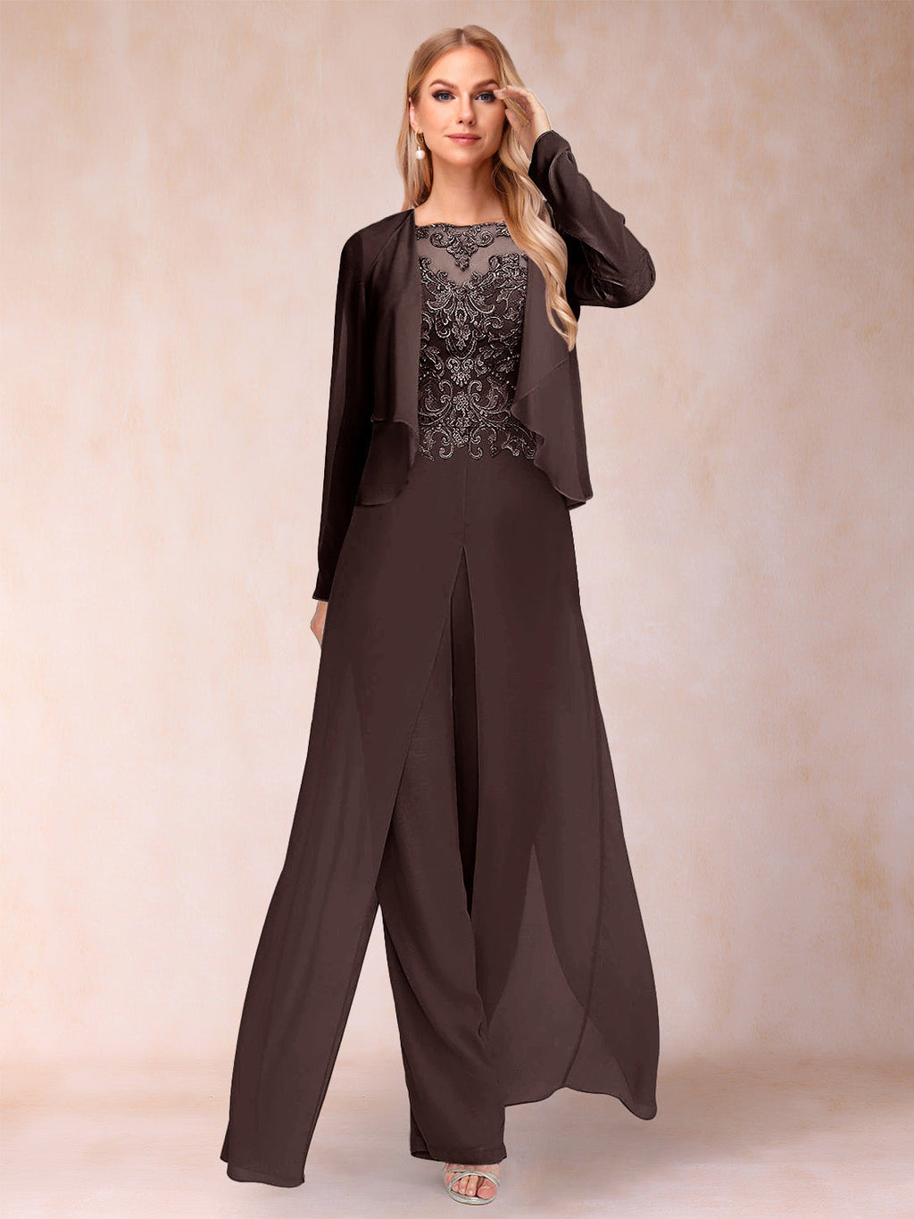 Urielle Brown front view wedding guest dress