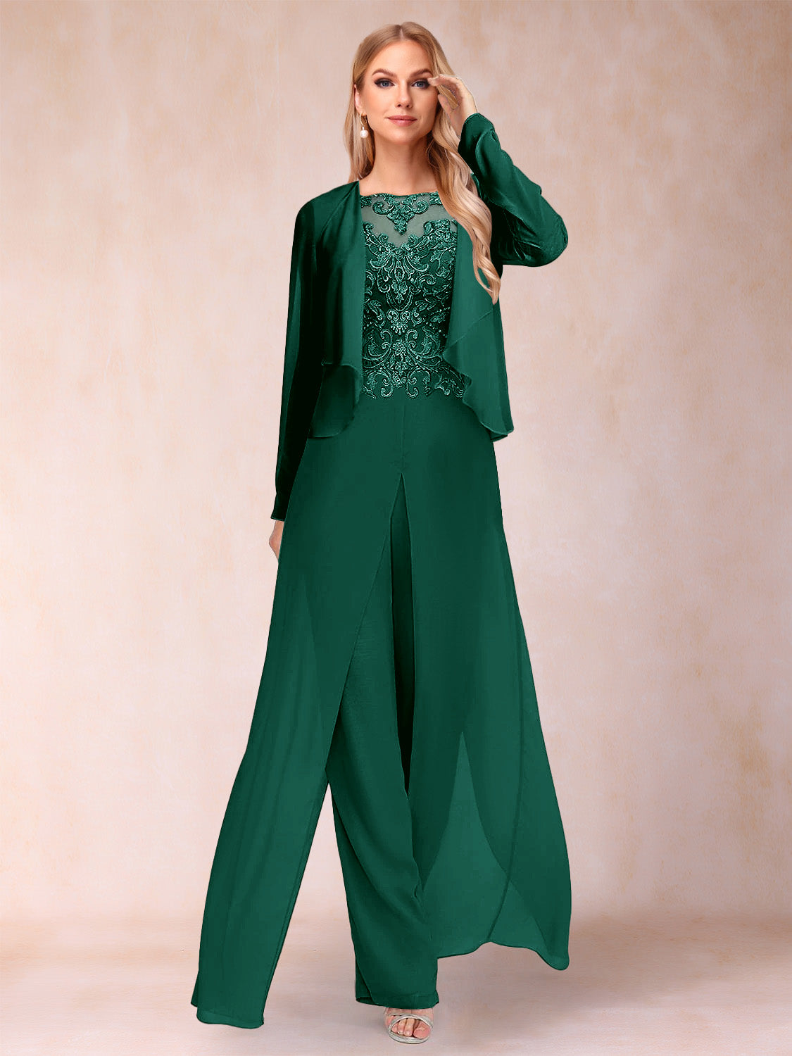Urielle Hunter Green front view wedding guest dress