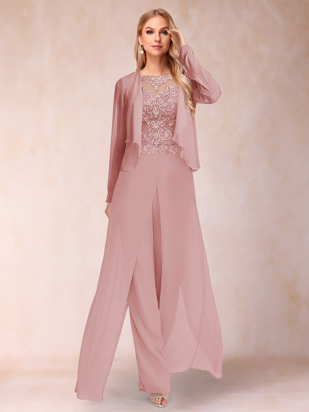 Urielle Dusty Rose back view wedding guest dress