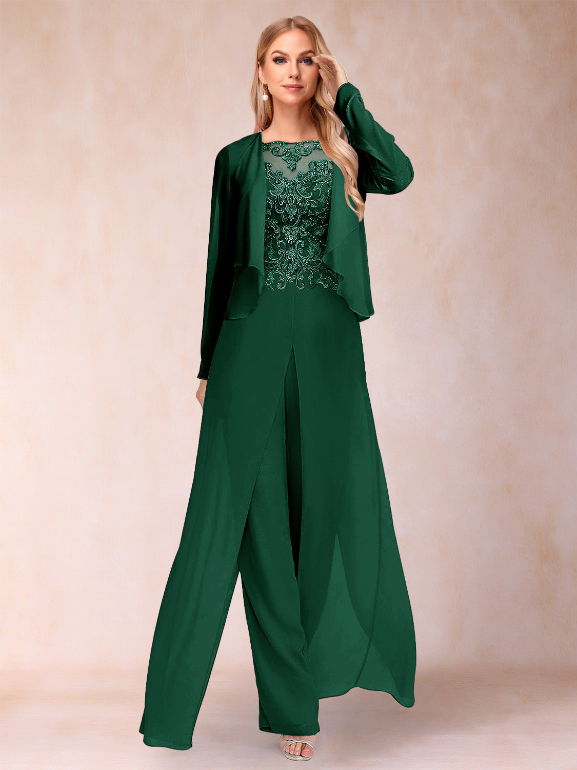 Inez emerald front view mother of the bride outfit