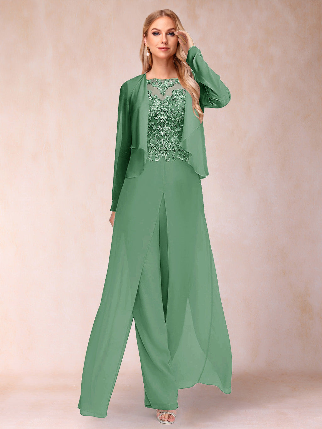 Urielle Eucalyptus front view wedding guest dress
