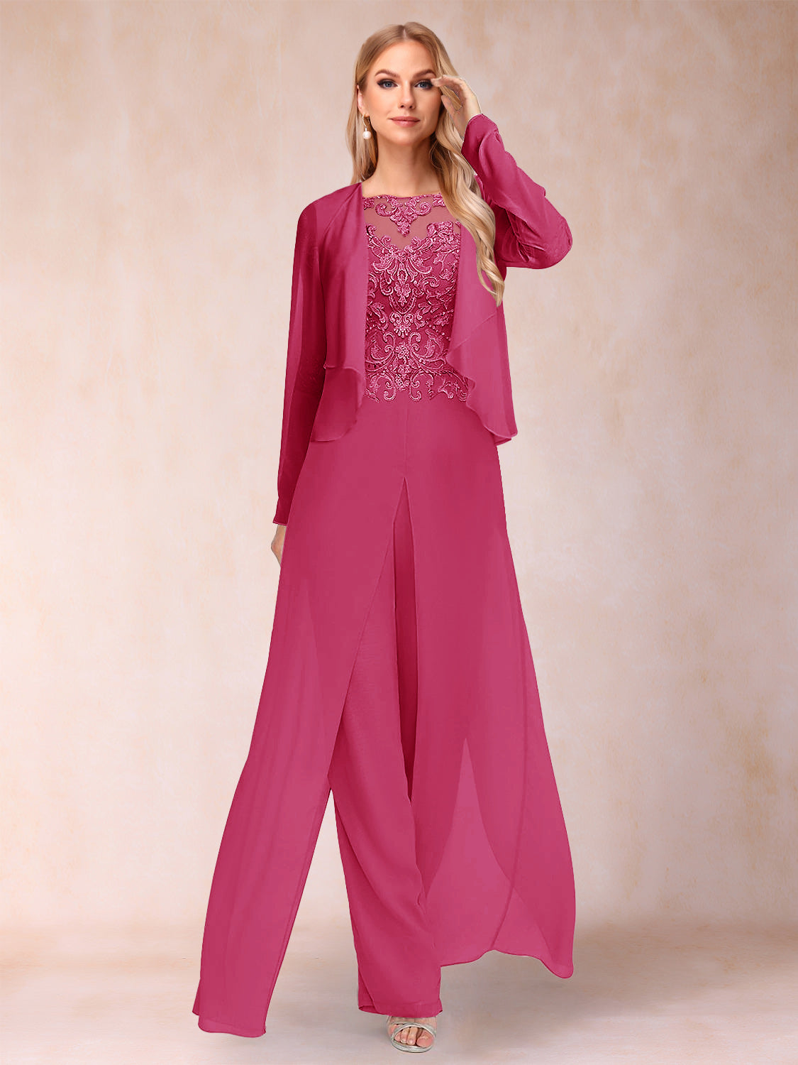 Urielle Fuchsia front view wedding guest dress
