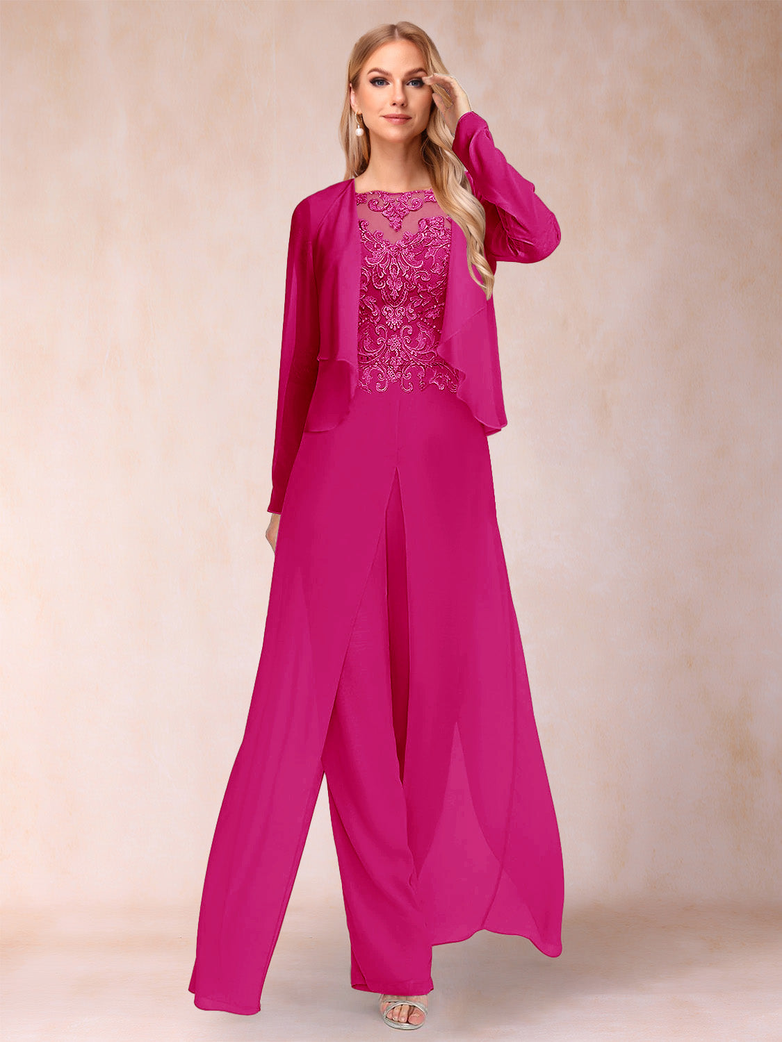 Urielle Fuchsia back view wedding guest dress