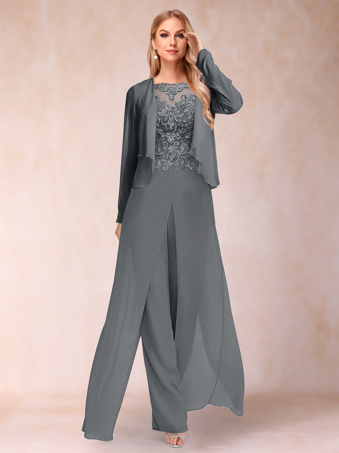 Urielle Grey front view wedding guest dress