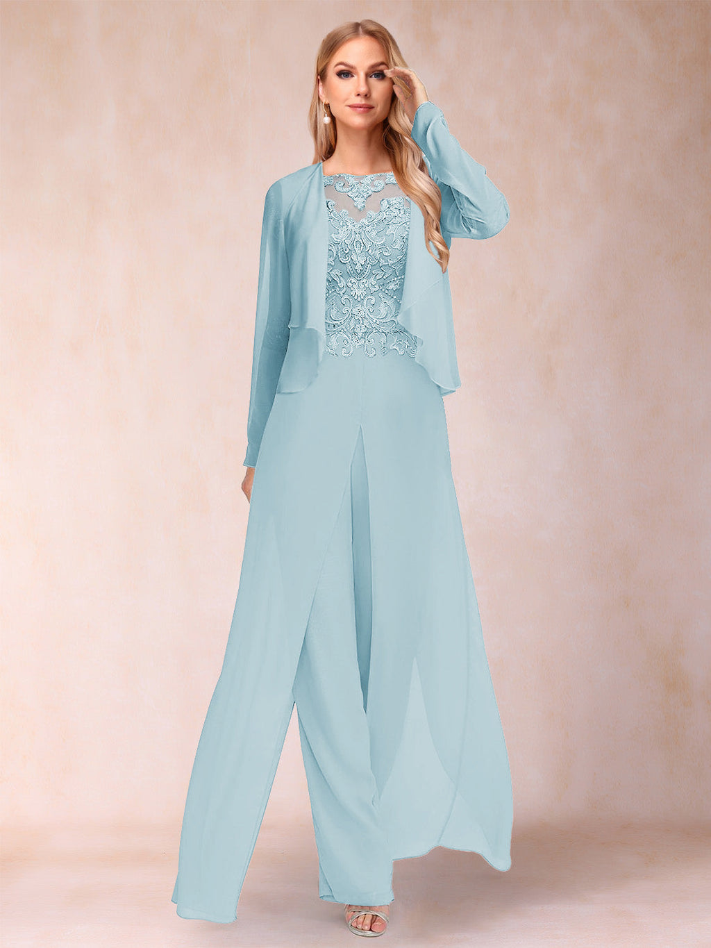 Urielle Sky Blue front view wedding guest dress