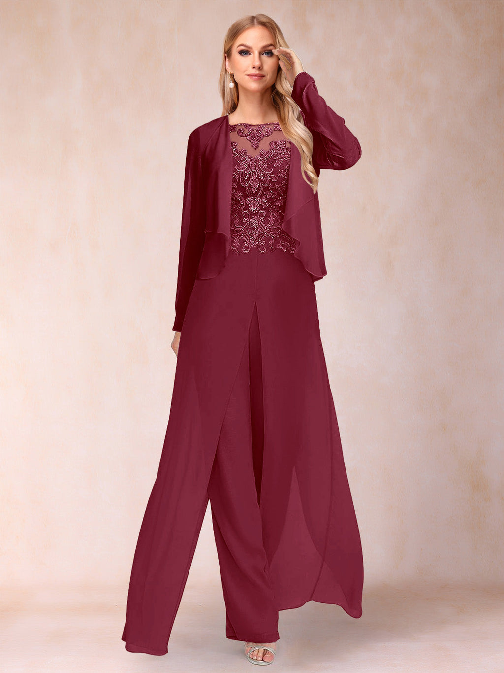 Urielle Burgundy back view wedding guest dress
