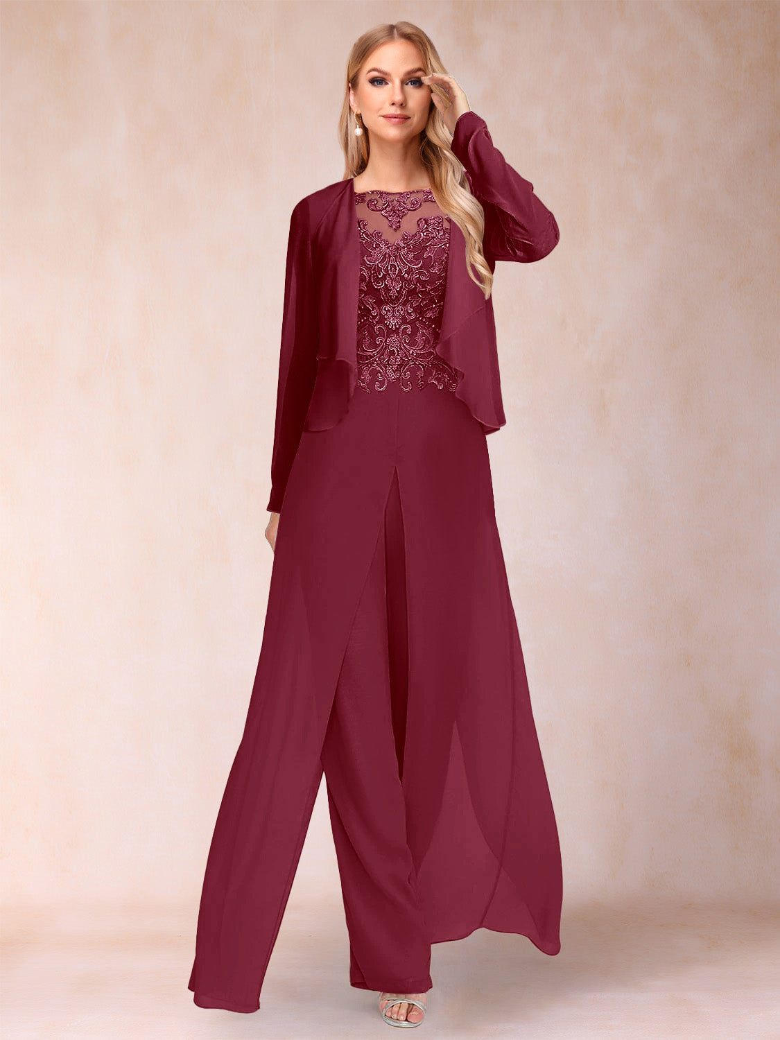 Urielle Burgundy back view wedding guest dress
