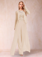 Inez champagne alternate front view 2 mother of the bride outfit