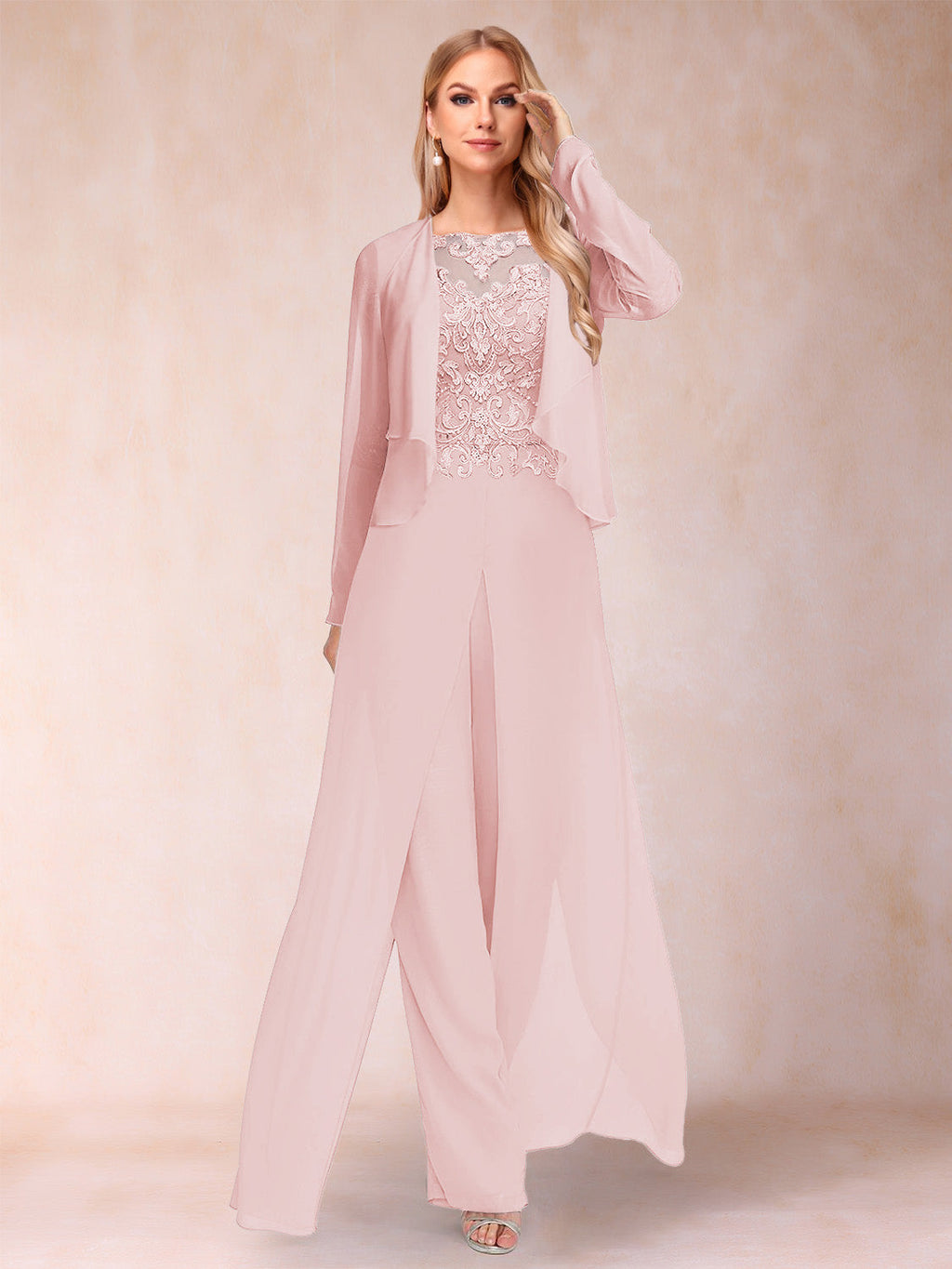 Urielle Pearl Pink front view wedding guest dress