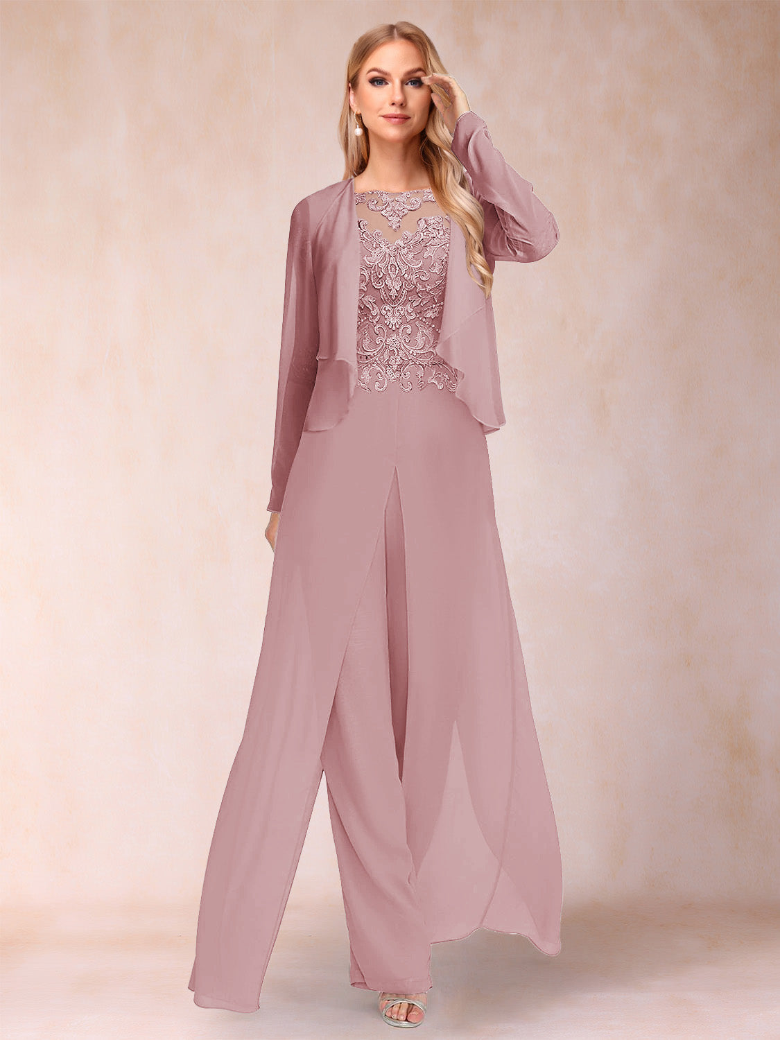 Inez mauve front view mother of the bride outfit