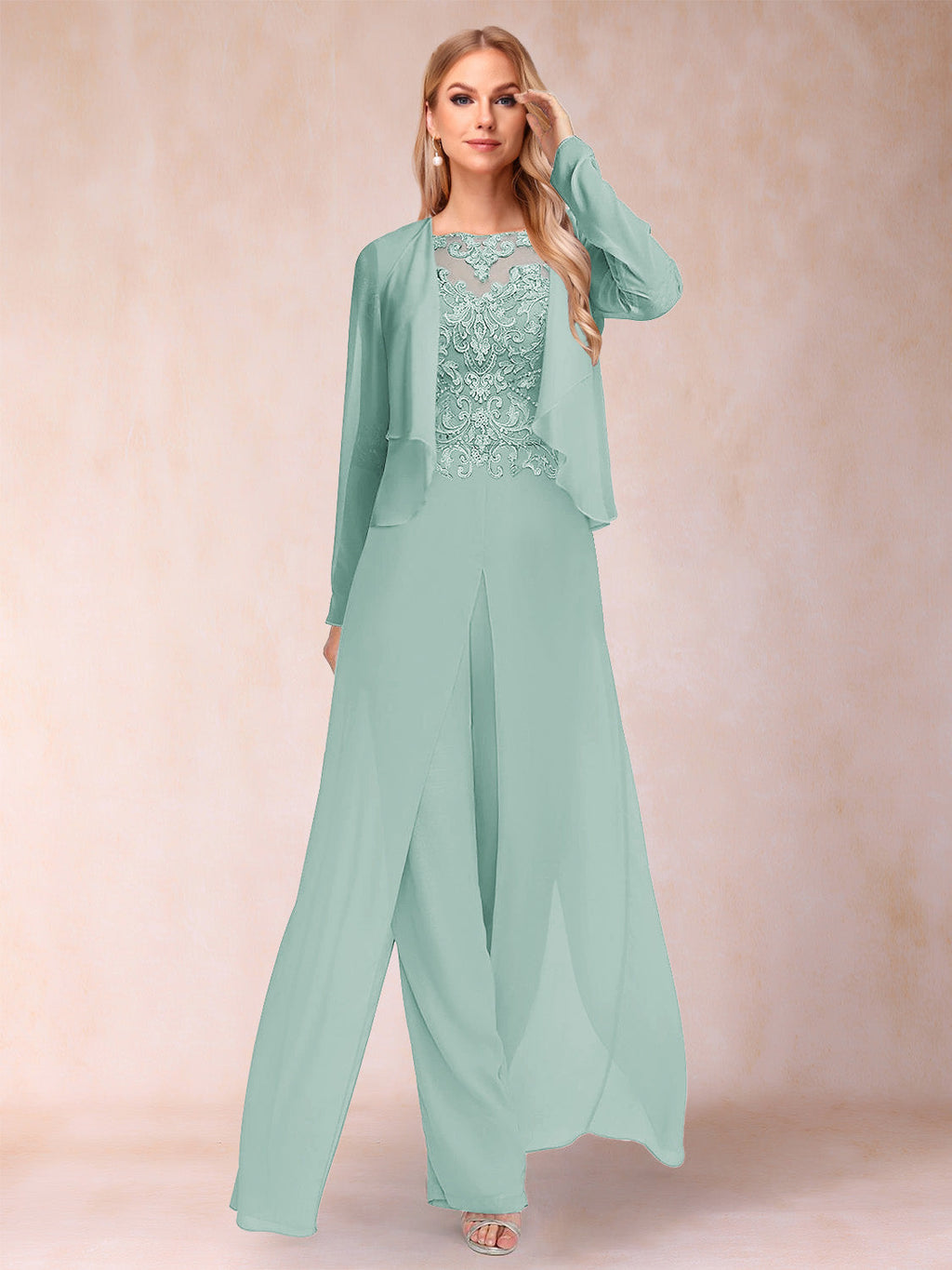 Inez pool blue alternate front view 2 mother of the bride outfit