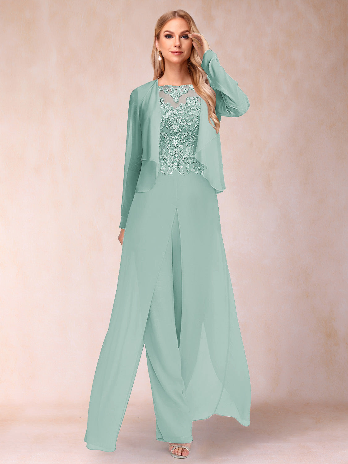 Inez pool blue alternate front view 2 mother of the bride outfit