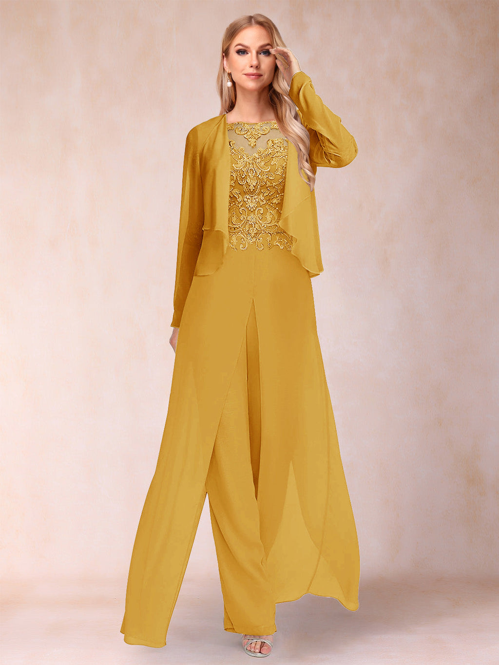 Urielle Gold back view wedding guest dress