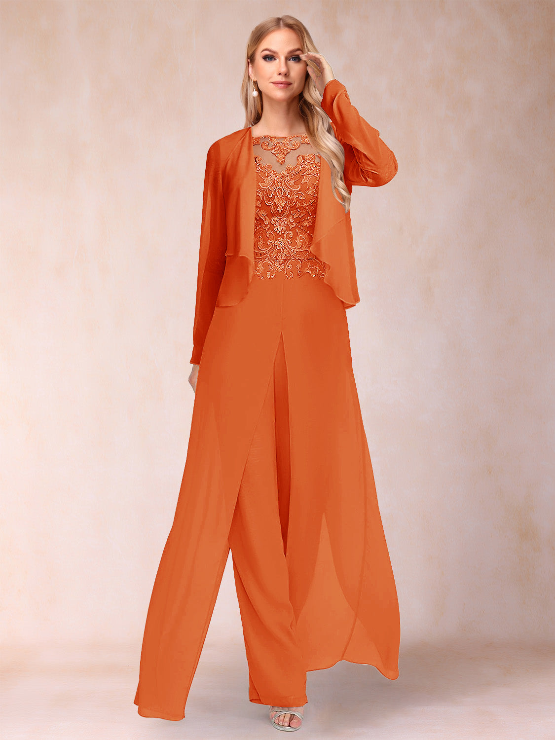 Urielle Orange front view wedding guest dress