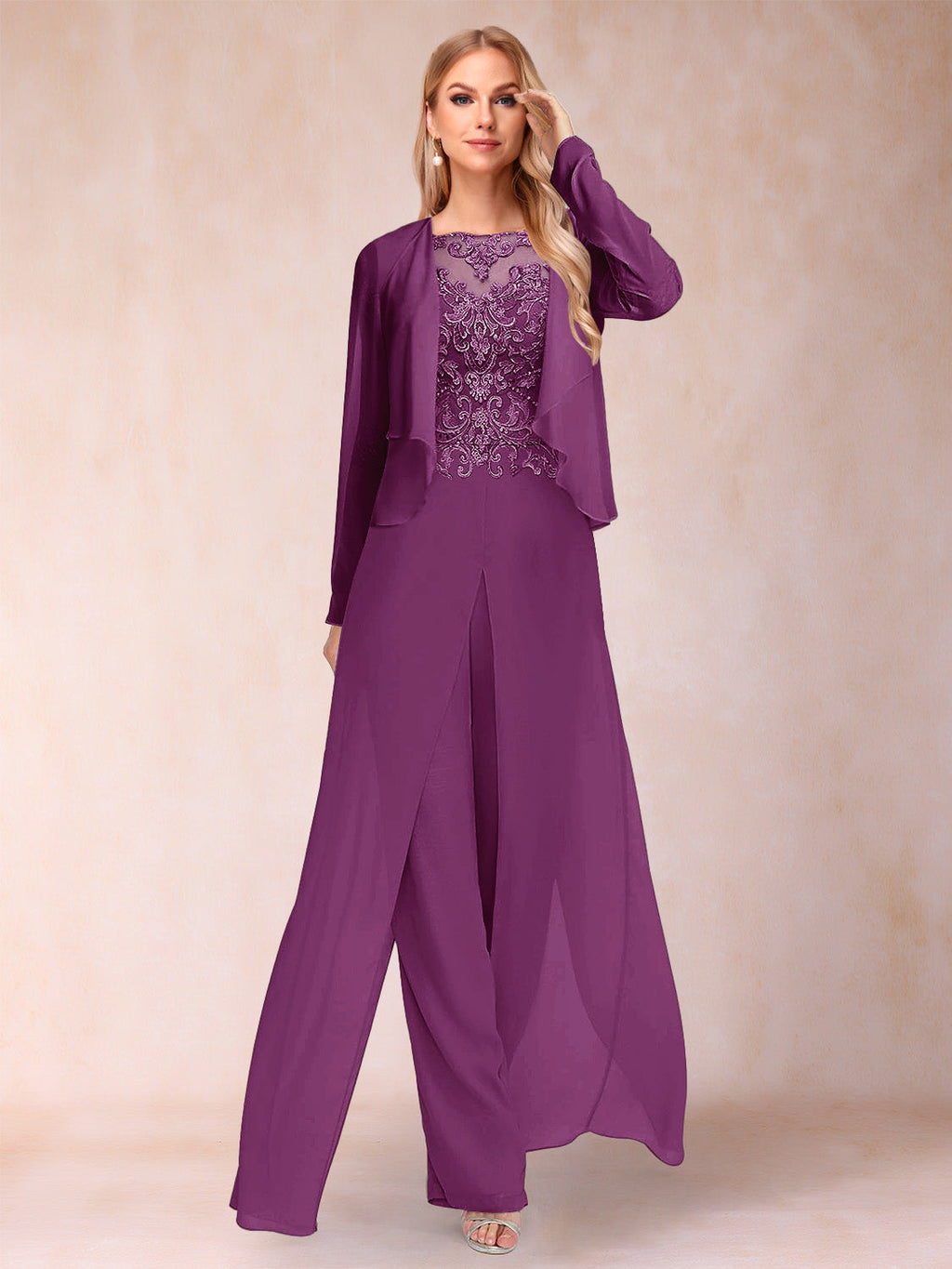 Inez orchid front view mother of the bride outfit