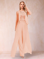 Inez peach front view mother of the bride outfit