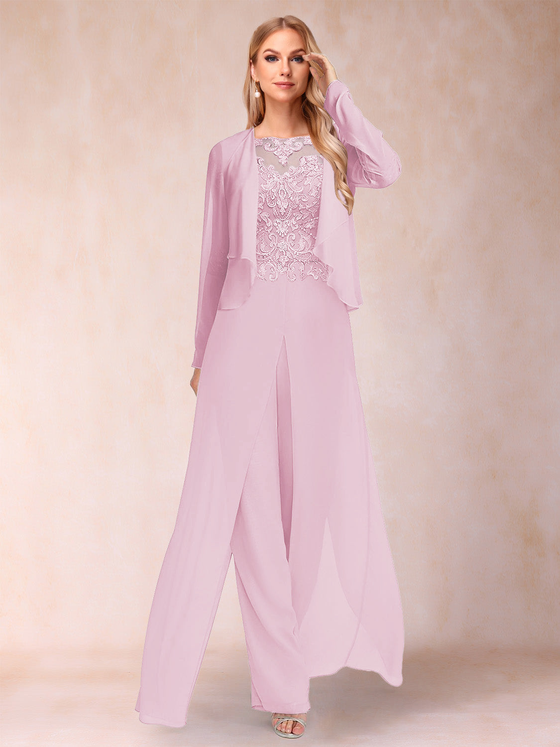 Urielle Rose Pink front view wedding guest dress