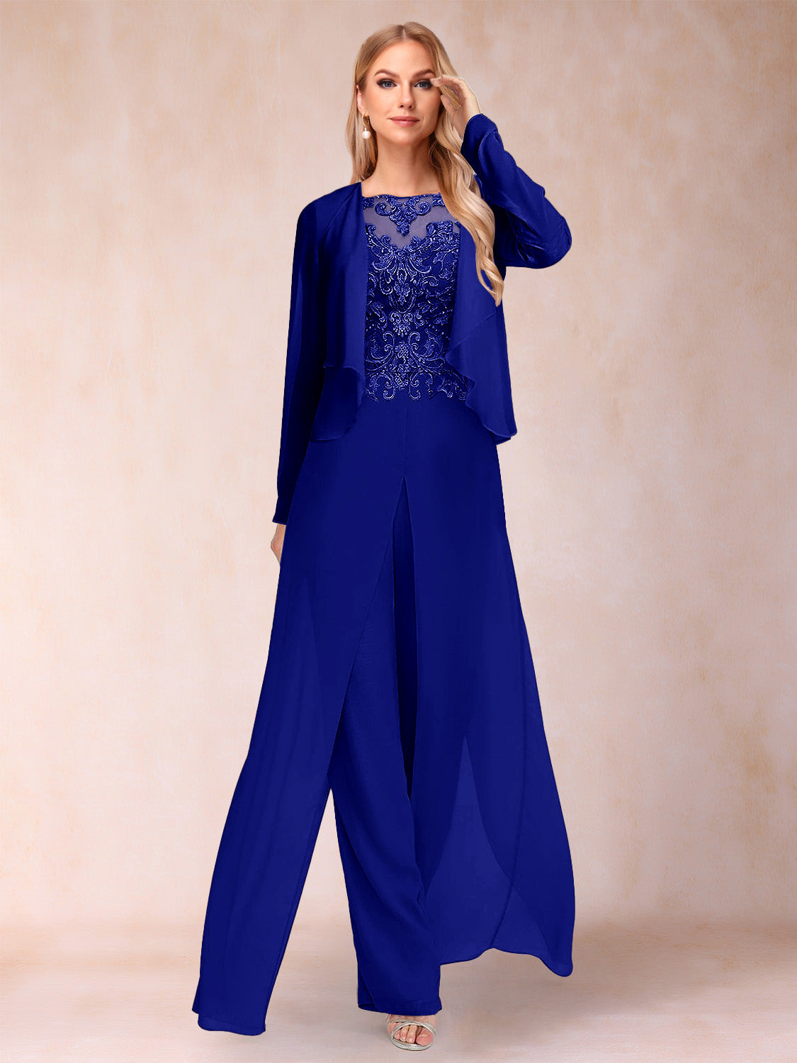 Inez royal blue alternate front view 3 mother of the bride outfit