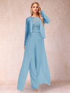 Inez sky blue alternate front view 3 mother of the bride outfit