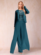 Inez teal front view mother of the bride outfit