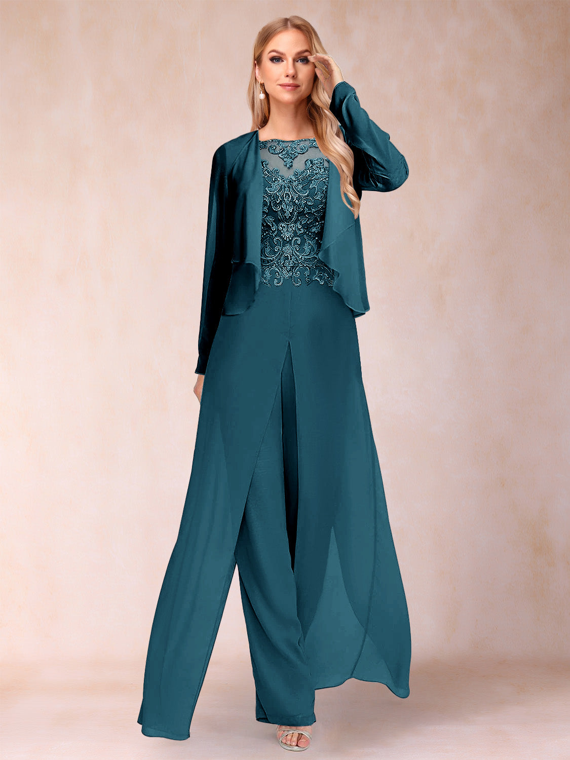 Urielle Teal front view wedding guest dress