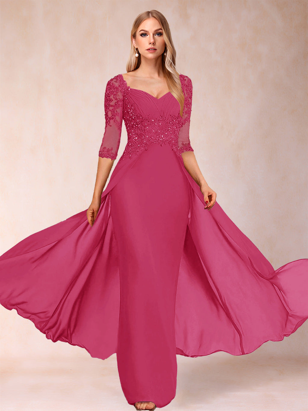 Kerensa Hope Fuchsia front view mother of the bride dress