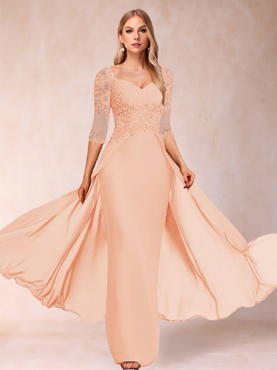 Kerensa Hope Peach front view mother of the bride dress