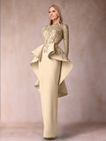 Lavinia Dove Taupe front view mother of the bride dress