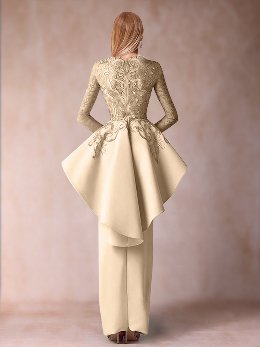 Brielle taupe back view mother of the bride dress
