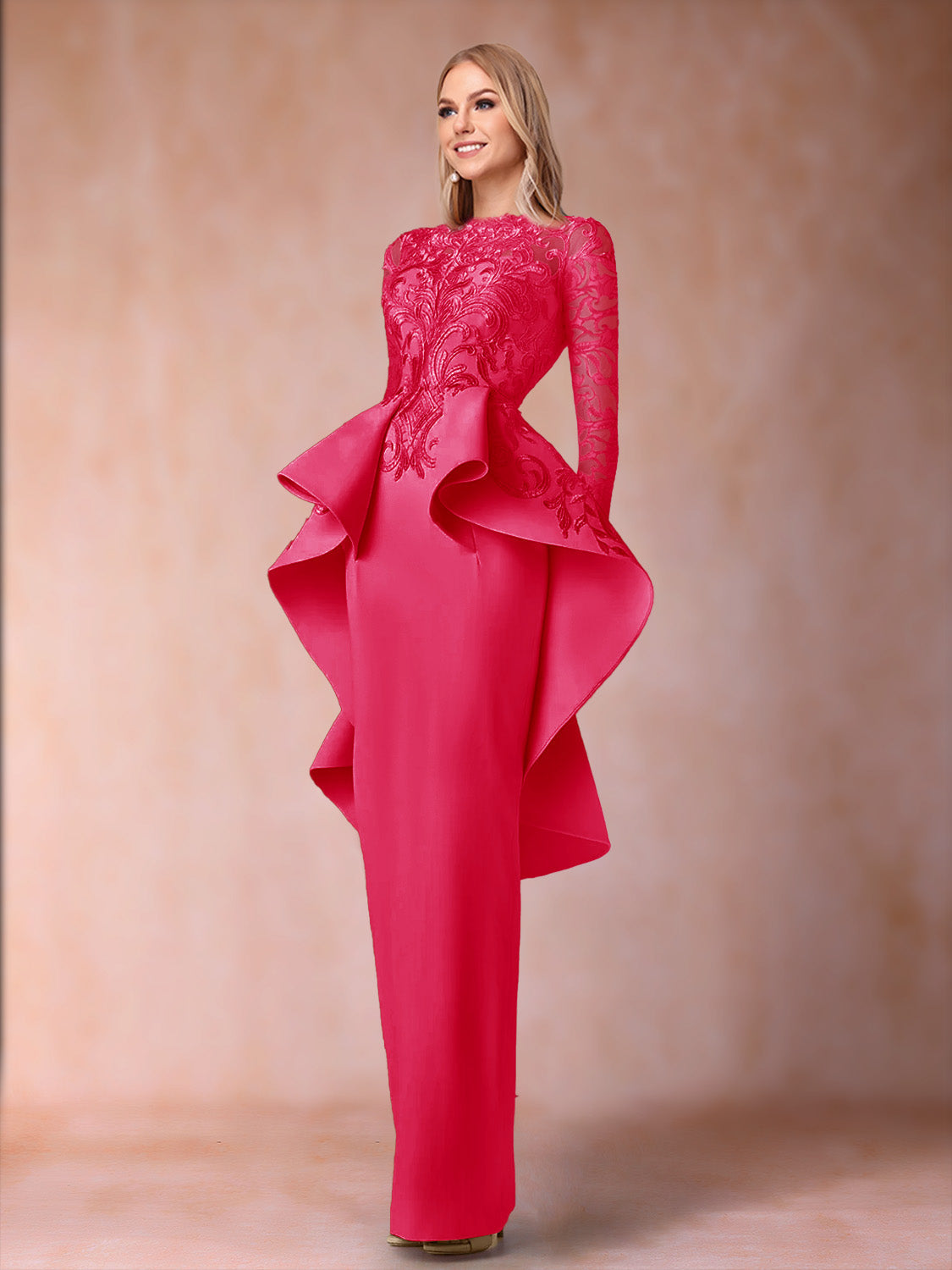 Lavinia Dove Fuchsia back view mother of the bride dress