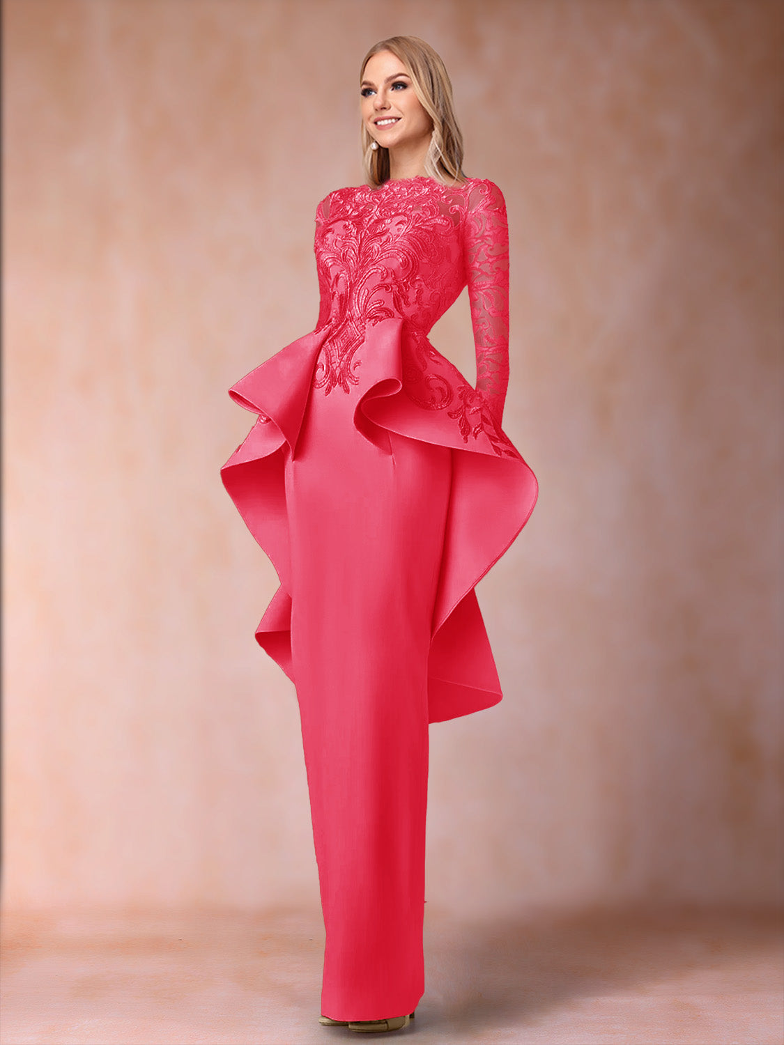 Lavinia Dove Hot Pink front view mother of the bride dress