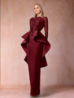 Brielle burgundy alternate front view 2 mother of the bride dress