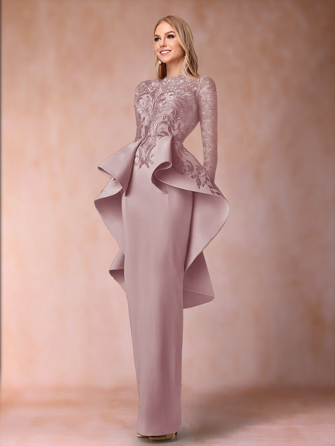 Lavinia Dove Mauve front view mother of the bride dress