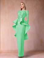 Brielle mint green front view mother of the bride dress