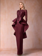 Lavinia Dove Plum front view mother of the bride dress