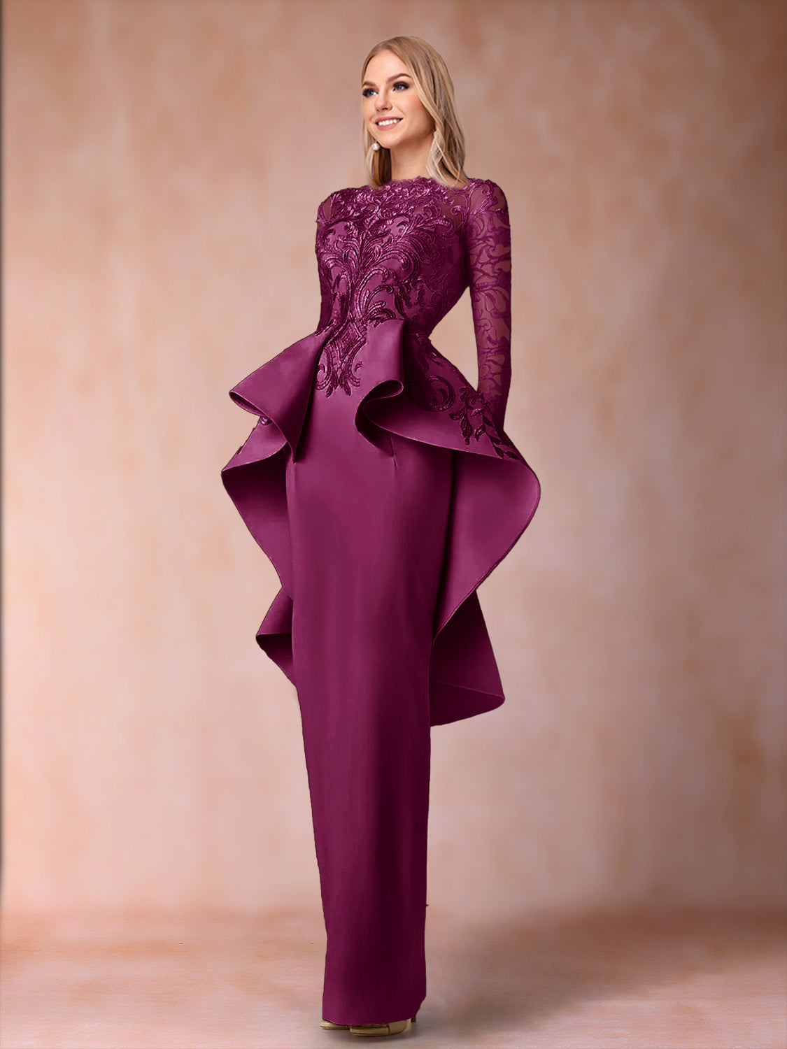 Brielle orchid front view mother of the bride dress